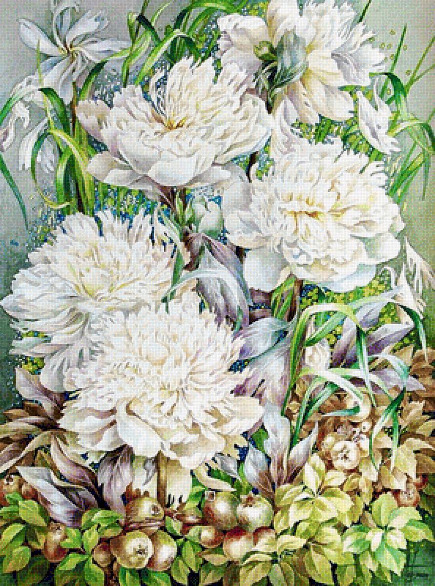 Худ. Горнева Галина. Белые пионы. - цветы. пионы, живопись. - предпросмотр