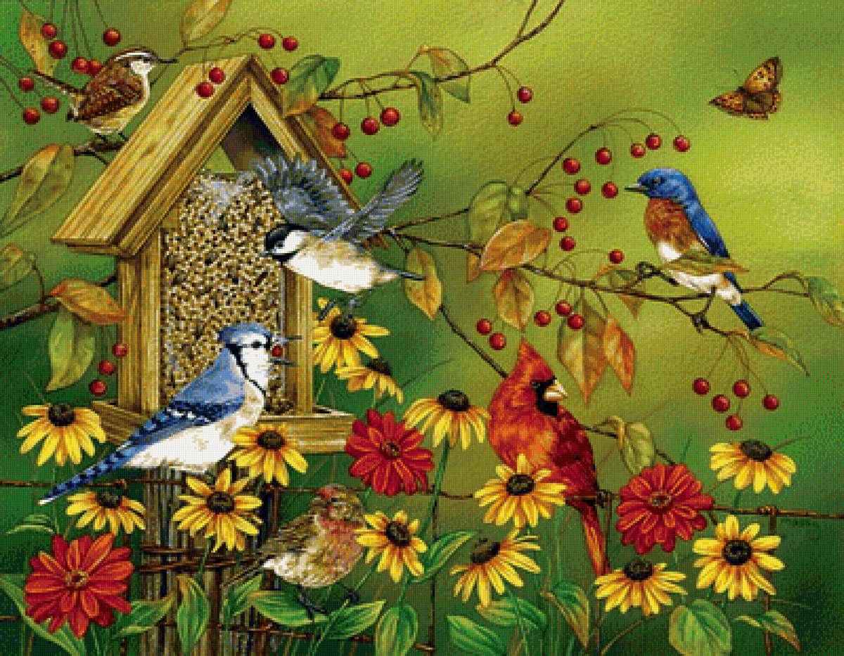 №1342745 - цветы, птицы - предпросмотр