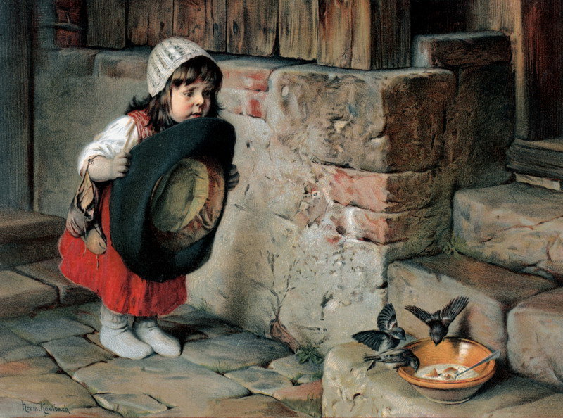 Ловец птиц - дети с животными - оригинал