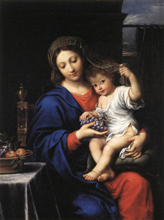 мадонна с ребенком и виноградои - религия, мать и дитя - оригинал