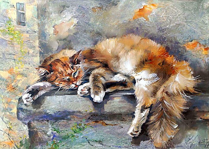 Худ. Оксана Кравченко. Кузьмич. - живопись., кот - оригинал