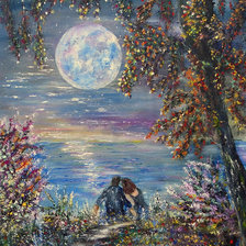 Схема вышивки «Двое под луной»