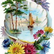 Схема вышивки «obrázok,mušľa,kvety»