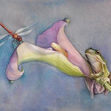 Схема вышивки «Стрекоза и лягушка»