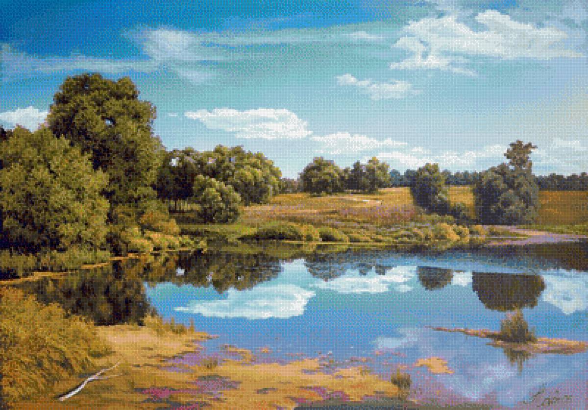 По картине А.Былича - речка, лес, пейзаж, лето - предпросмотр