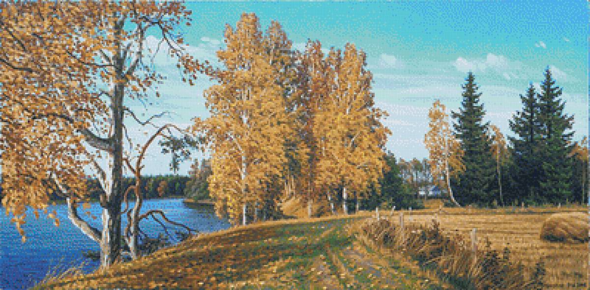 По картине А.Зорюкова - осень, поле, речка - предпросмотр