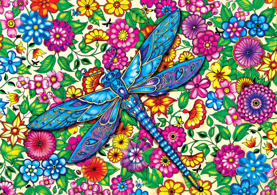 цветы - цветы, стрекоза - оригинал