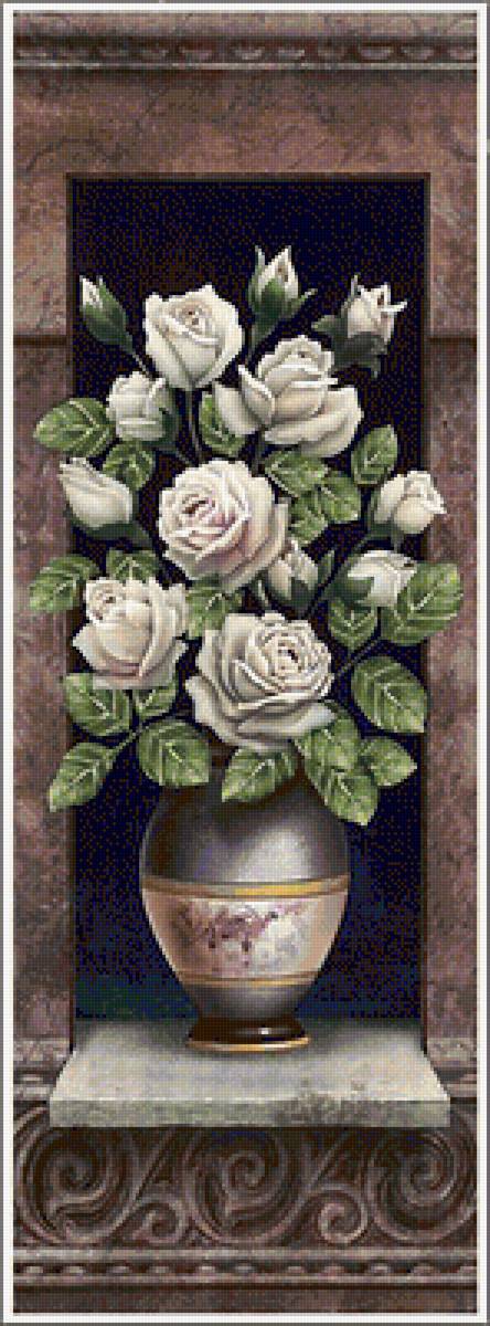 белые цветы - белые цветы, розы, букет, розовые цветы, ниша - предпросмотр