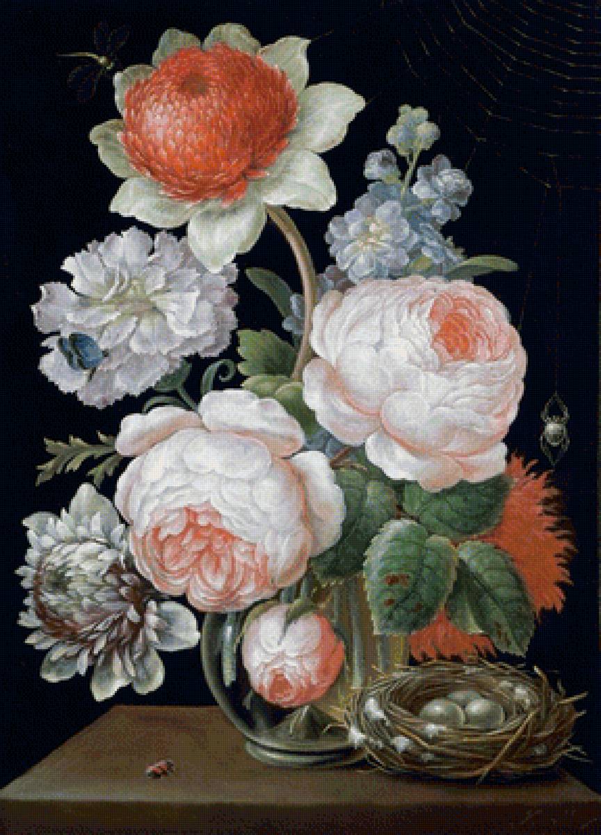 Цветочный натюрморт - цветы, букет, живопись - предпросмотр