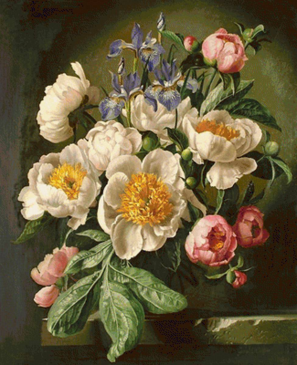 Букет пионов - цветы, живопись, букет, натюрморт - предпросмотр