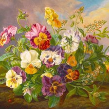 Схема вышивки «Анютины глазки»