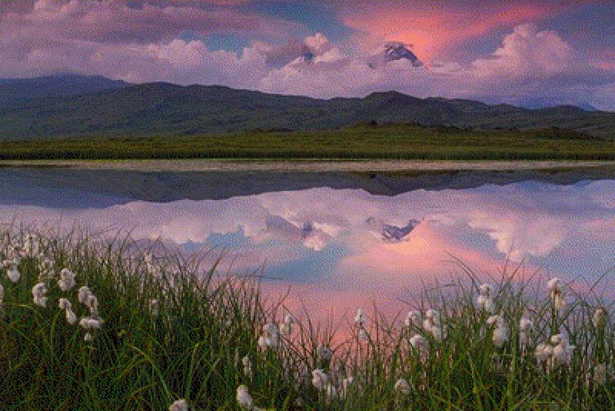 Рассвет на озере великанов - озеро, рассвет, утро, горы - предпросмотр