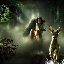 Схема вышивки «angel y venado»