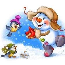 Оригинал схемы вышивки «веселый снеговик» (№1351337)