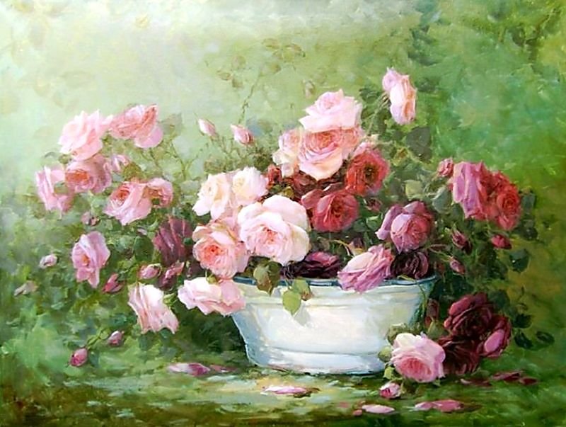 Худ. R. Masson Benoit. Розы. - цветы. розы, живопись. - оригинал