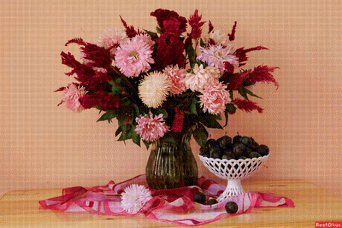 цветы в вазе - цветы, натюрморт, ваза - предпросмотр