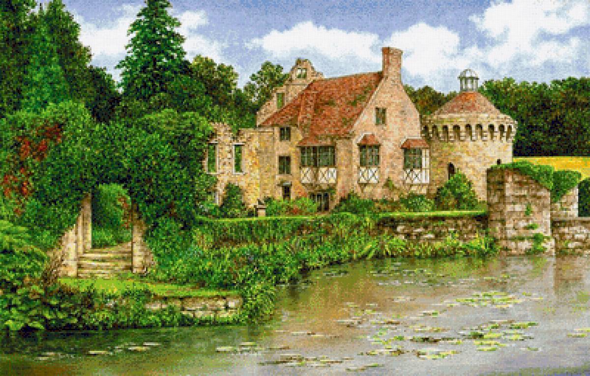 старый замок(scotney castle для анна945) - лето, парк, пейзаж, озеро, замок, сад - предпросмотр