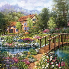 Схема вышивки «домик у озера»