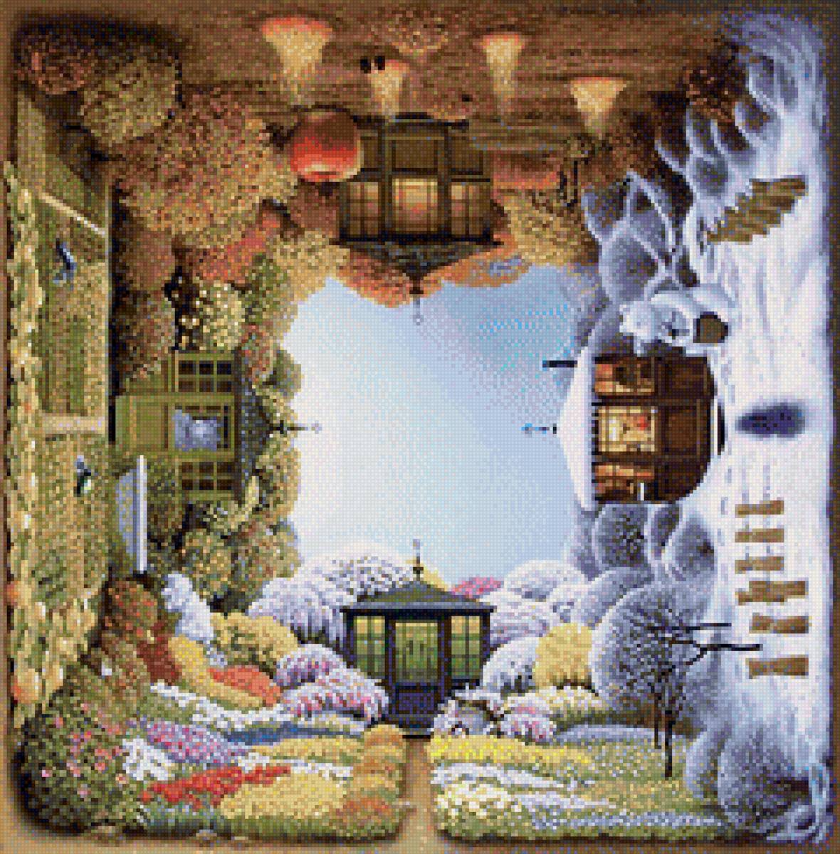 Времена года - времена года, дома - предпросмотр