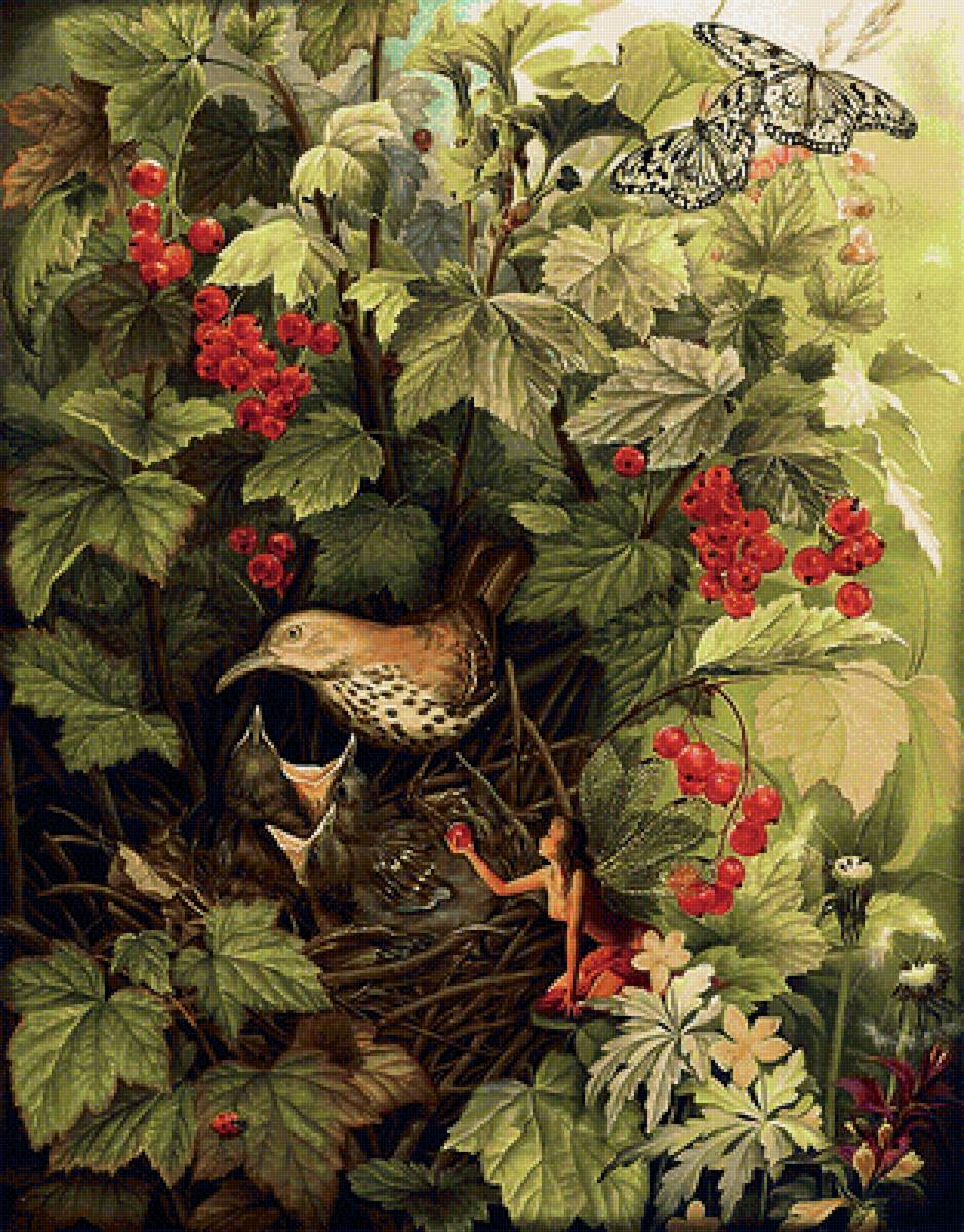 №1356557 - цветы, птицы - предпросмотр