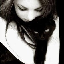 Схема вышивки «женщина и кошка»