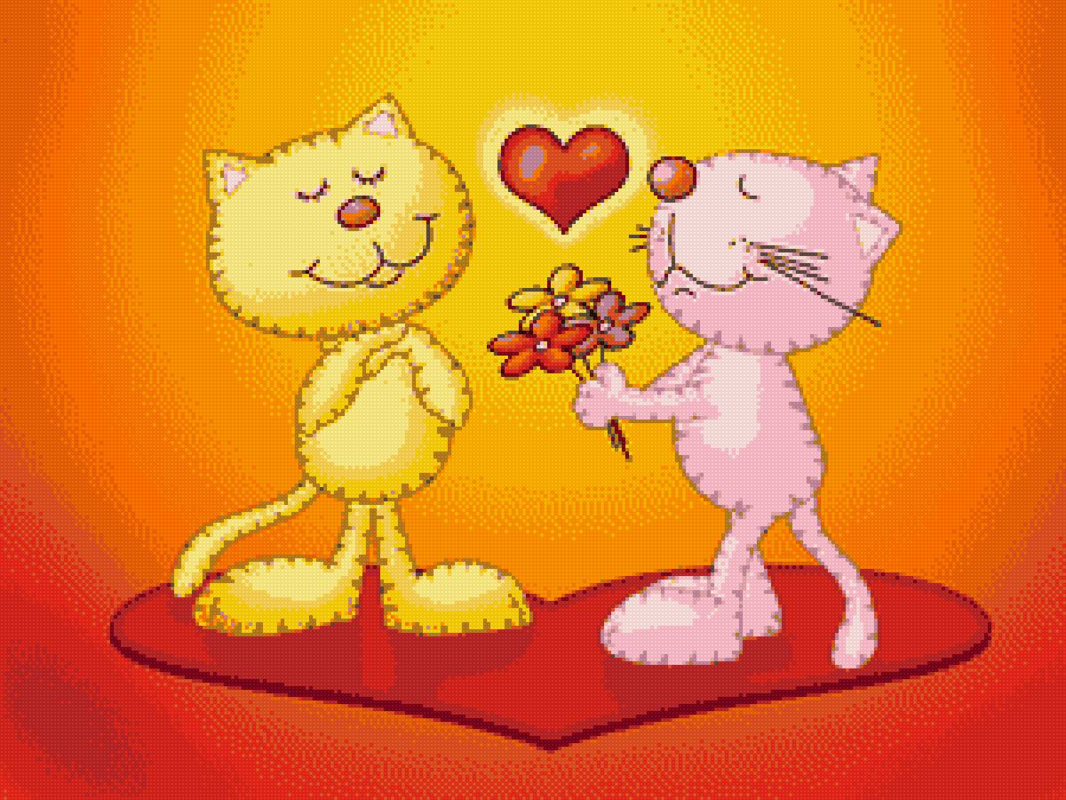 влюбленные коты - валентинка - предпросмотр