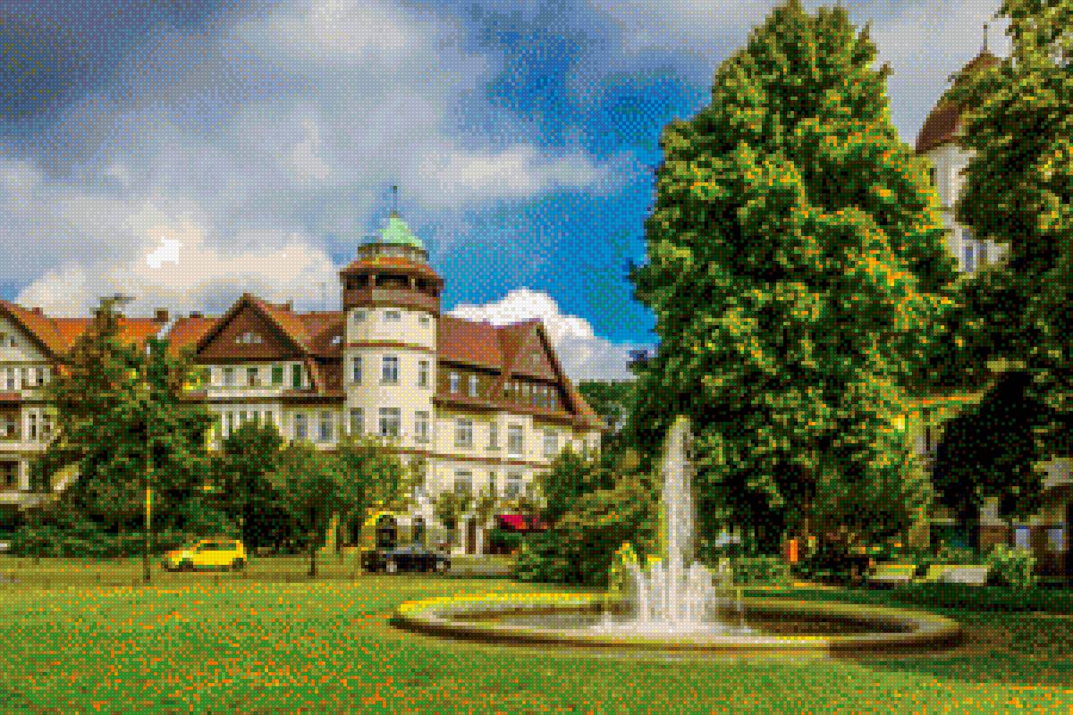 фонтан в Берлине - фонтан, старинная улица - предпросмотр