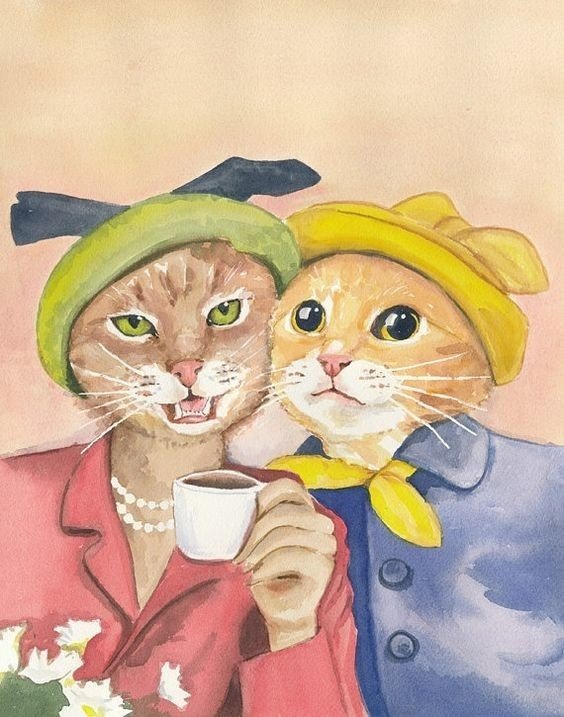 Подружки - кофе, подруги, кошки - оригинал