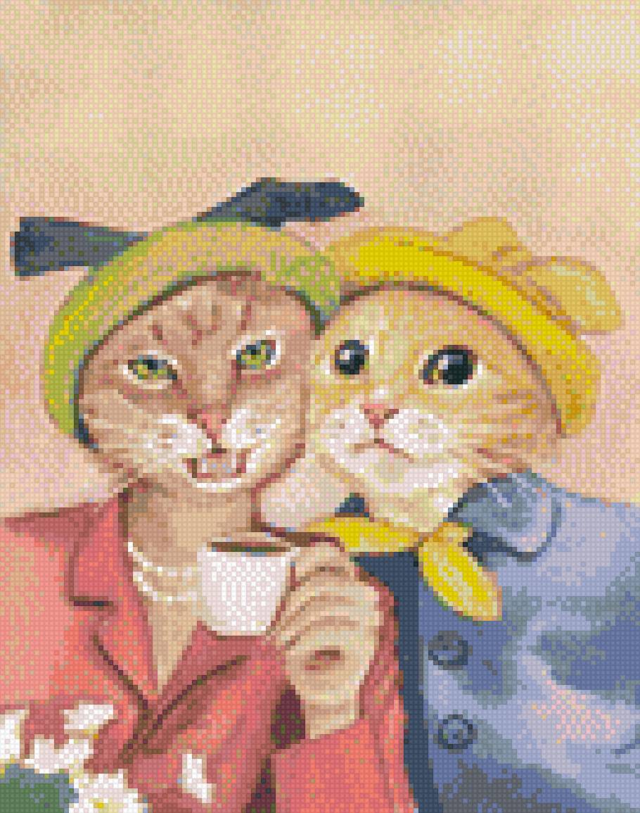 Подружки - подруги, кошки, кофе - предпросмотр