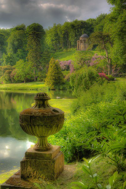 Пейзаж - цветы, пейзаж, вода, дом - оригинал