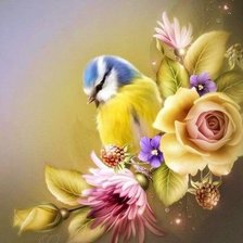 Схема вышивки «sýkorka,kvety»