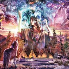 Схема вышивки «india y lobos....»