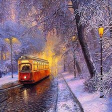 Схема вышивки «ночной трамвай»