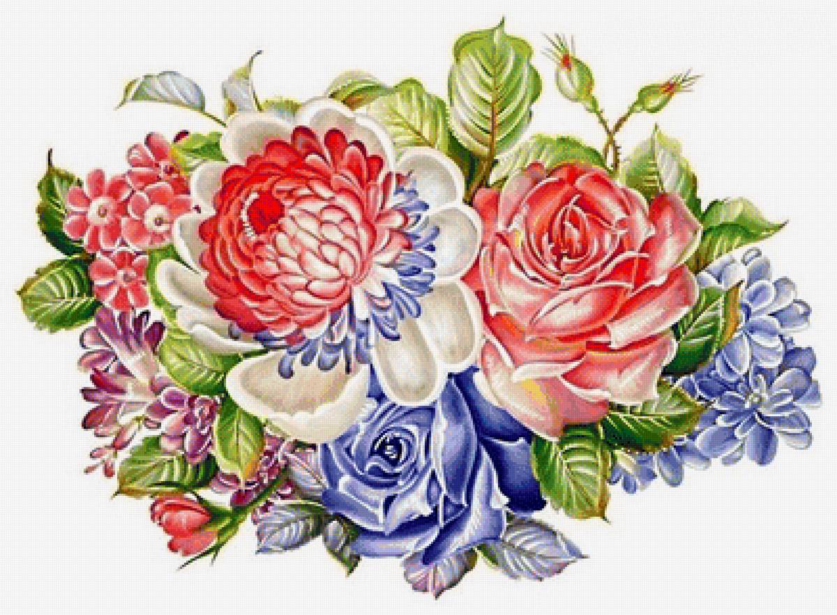 прекрасный букет - букет, розы, синие цветы, розовые цветы, роза - предпросмотр