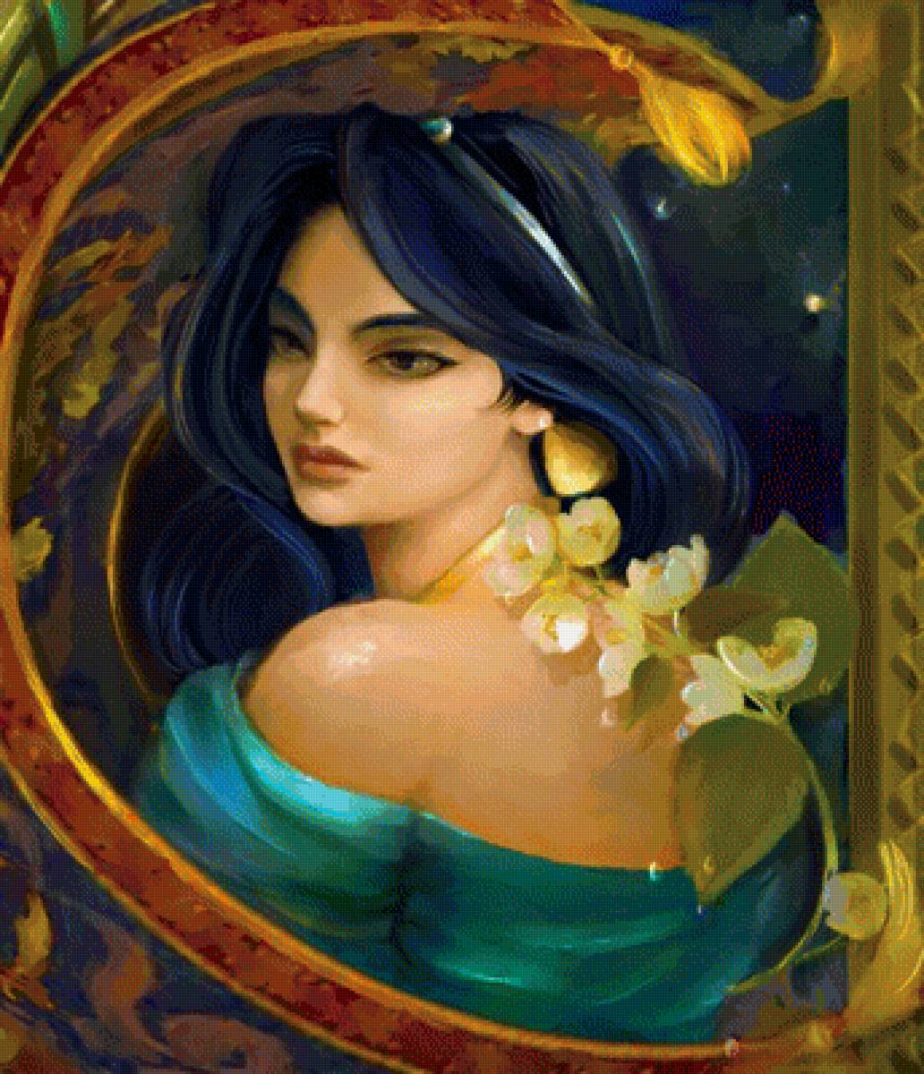 Принцесса Жасмин - иллюстрация, сказки - предпросмотр