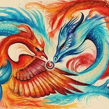 Схема вышивки «феникс и дракон»