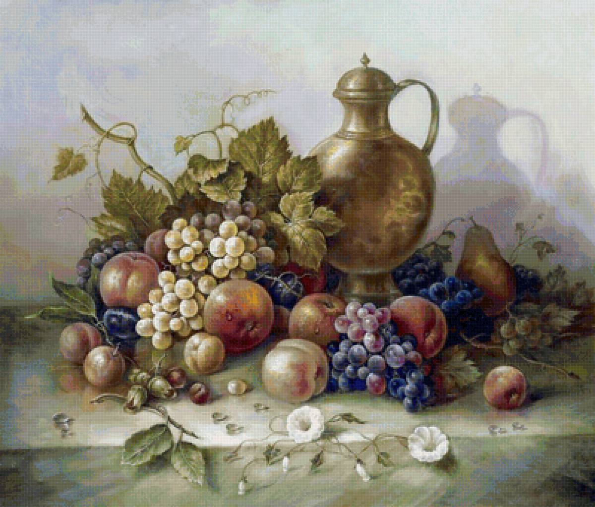 натюрморт с виноградом - ягоды, виноград, фрукты, натюрморт - предпросмотр