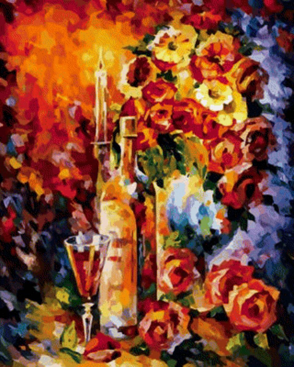 Романтический вечер - вечер живопись розы многоцветие палитра - предпросмотр