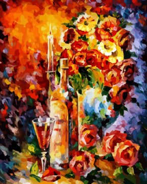 Романтический вечер - вечер живопись розы многоцветие палитра - оригинал