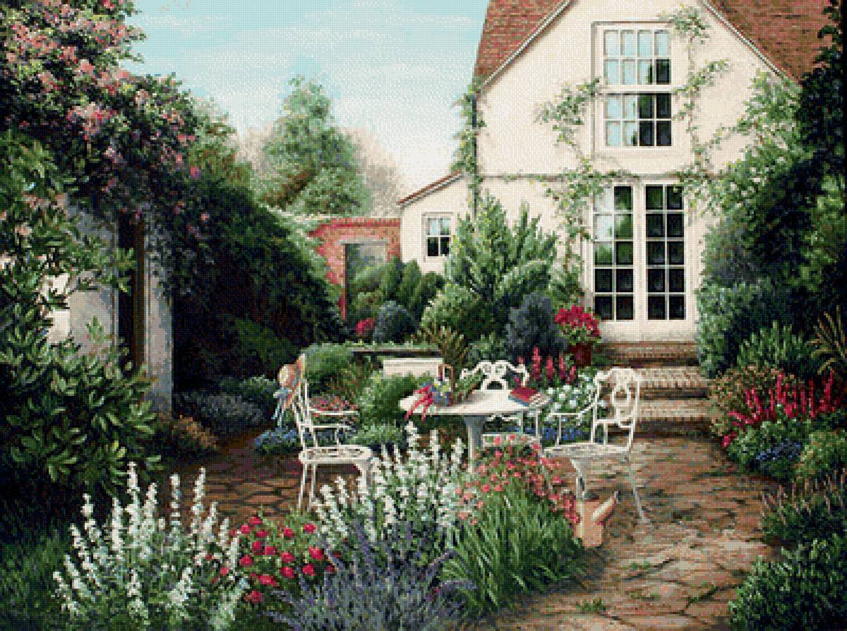 Дом в саду - сад, усадьба, цветы, дом - предпросмотр