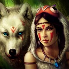 Оригинал схемы вышивки «девушка и волк» (№1362636)