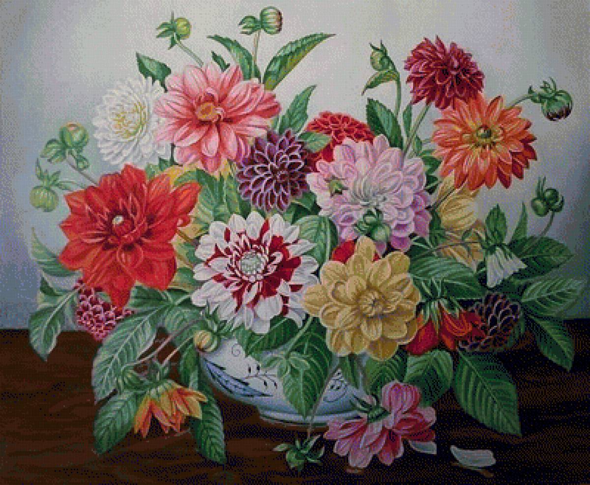 букет цветов - георгины - предпросмотр