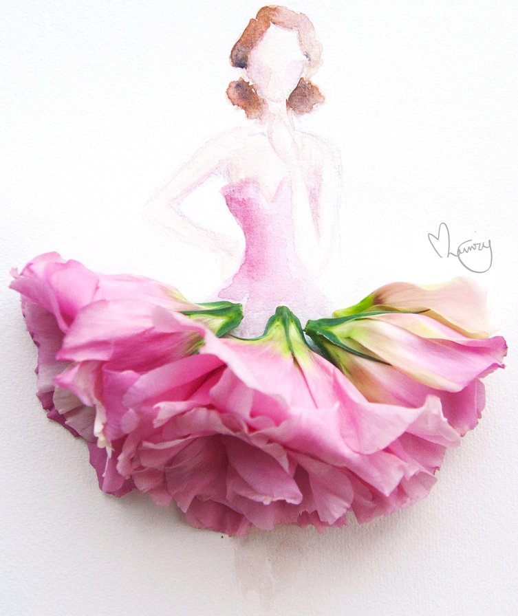 Девушка в платье из роз 2 - розы, букет, бальное платье, дама - оригинал