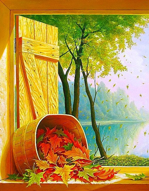 листопад - пейзаж, осень, природа, картина - оригинал