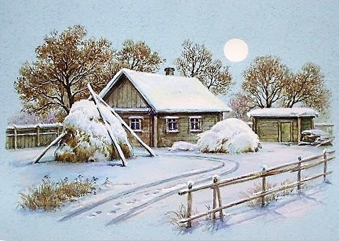"вот моя деревня,вот мой дом родной..." - дом, деревня, пейзаж, снег, зима - оригинал