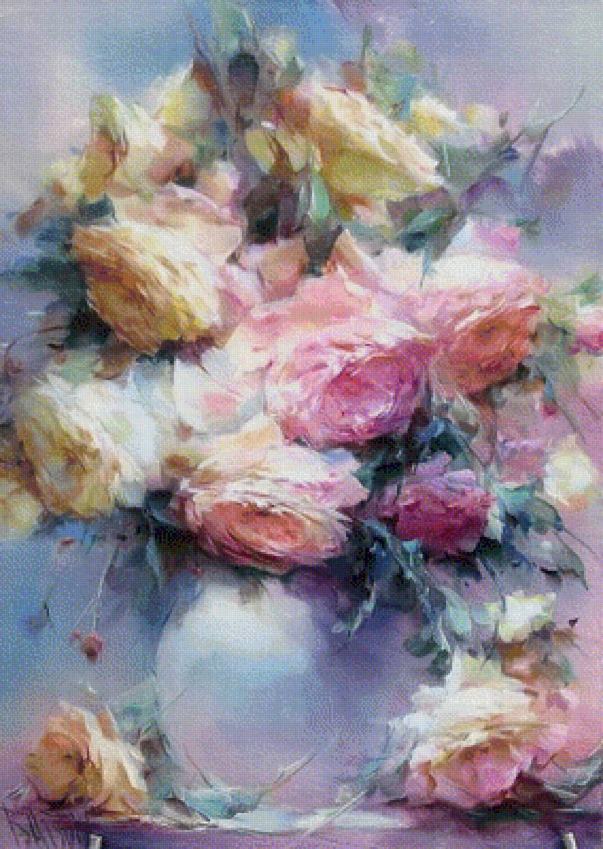 цветы в вазе - картина - предпросмотр