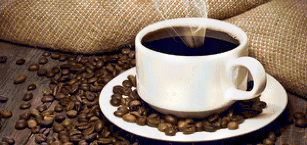 Чашка кофе - на кухню, кухня, зерна кофе, кофе, чашка - предпросмотр
