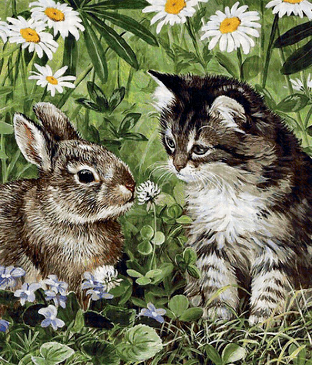 Серия "Фауна" - котенок, зайчик, кролик, друзья - предпросмотр