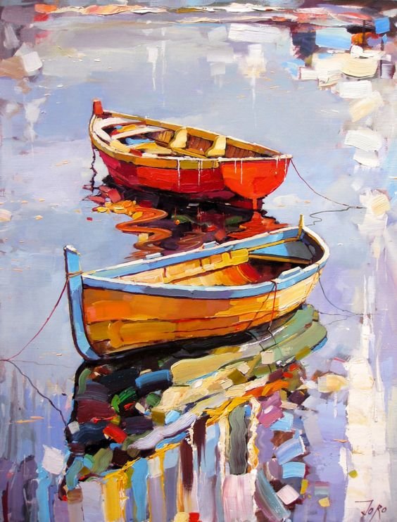 лодки - лодки, море, картина - оригинал
