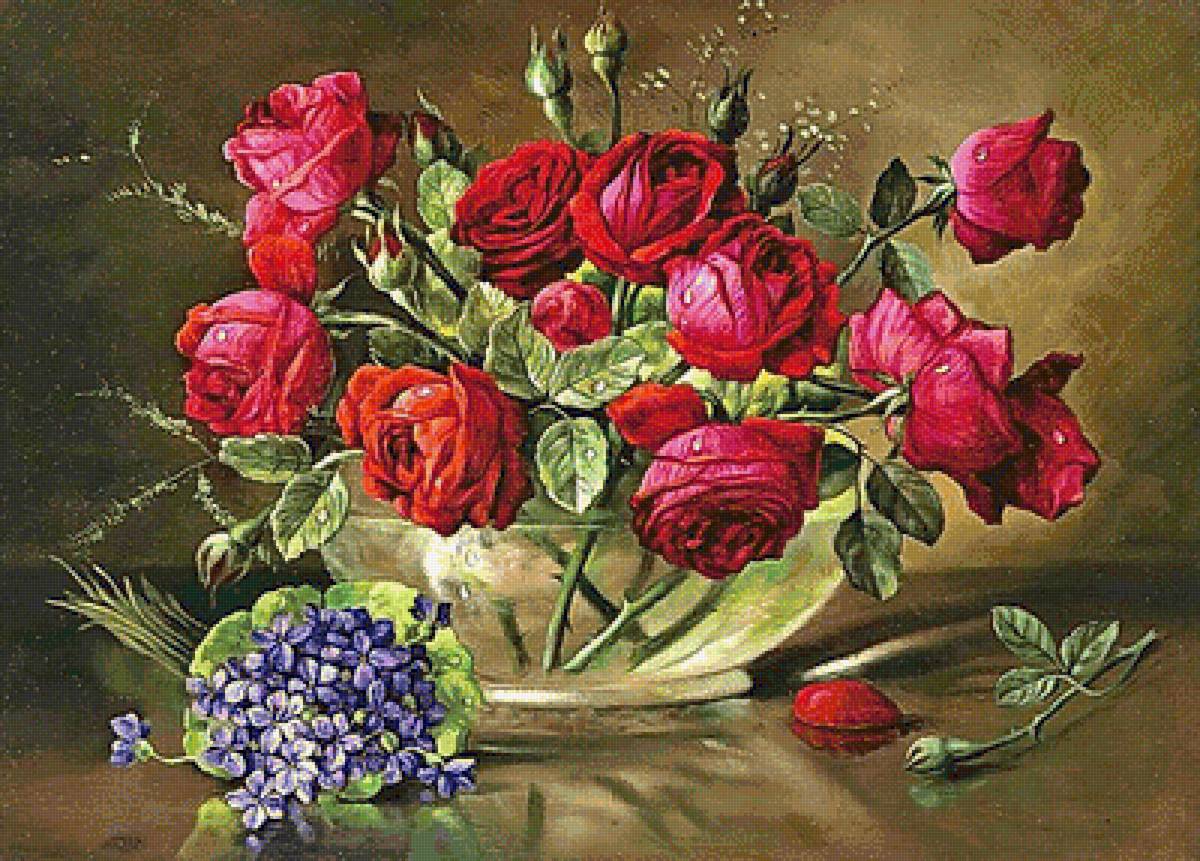 196 - розы, ваза, букет - предпросмотр